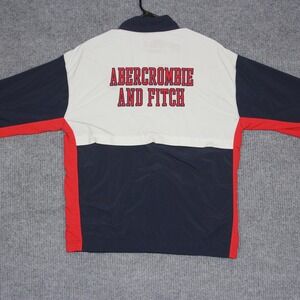 VTG Abercrombie Fitch Mens Navy Red White Color Block Pullover Jacket Size M